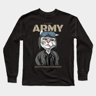 A Furry Army Cat Long Sleeve T-Shirt